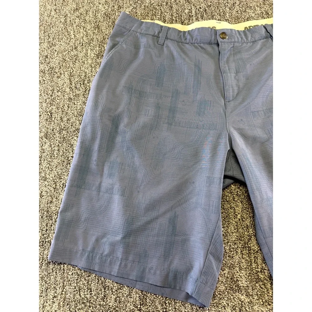 Adidas Chino Shorts Mens 38 Blue Geometric Polyester Performance Golf Pockets
